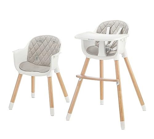 Kinderkraft SIENNA Chaise Haute Bébé, Fauteuil Enfant, Puericulture Bébé, Avec Plateau, Solide, Repas , Pliée, Repose-pieds, Naissance, 20kg, Gris