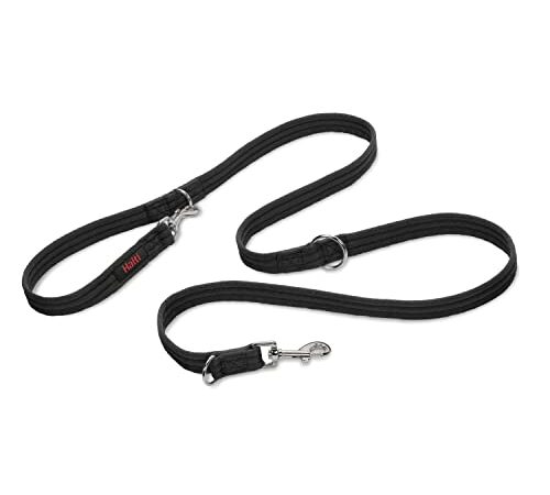 Laisse éducative HALTI, Taille L, Noir, 2m, 8 fonctions conçues pour vous aider a éduquer et promener votre chien, Rembourrée, Laisse de Dressage de Chien à Double Extrémité pour chiens et chiots