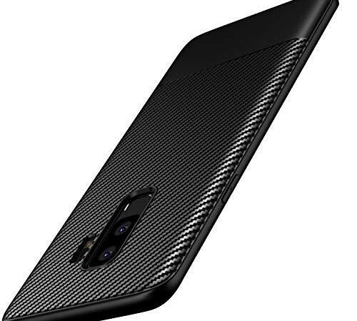 Losvick Coque pour Samsung Galaxy S9 Plus, Silicone Coque Samsung S9 Plus TPU Souple Ultra Fine Fibre de Carbone Protection Housse Etui Antichoc Bumper Air Cushion pour Samsung Galaxy S9+, Noir