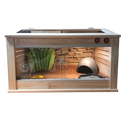 Maisons de reptiles Boîte Plan Incliné Vivarium Lézard Tortue Serpent Cage de verre Transport Réservoir Box Pet Shop Box Cat Dog House ( Color : Brown , Size : 50*30*33cm )