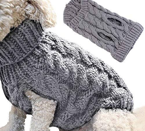 Manteau Chaud de Gilet de Pull de Chien Pulls d'hiver de Laine de Tricot Doux d'animal Familier Tricotés au Manteau de Manteau de Crochet pour Les Petits Chiens Moyens Grands