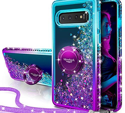 Miss Arts Coque pour Samsung Galaxy S10, Fille Silicone Paillette Strass Bling Glitter de Luxe avec Support, Liquide Gel Bumper Housse Etui de Protection pour Samsung Galaxy S10 - Pourpre