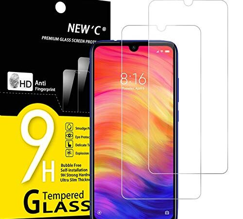 NEW'C Lot de 2, Verre Trempé pour Xiaomi Redmi Note 7, Redmi Note 7 Pro, Redmi Note 7s, Film Protection écran sans Bulles d'air Ultra Résistant (0,33mm HD Ultra Transparent)