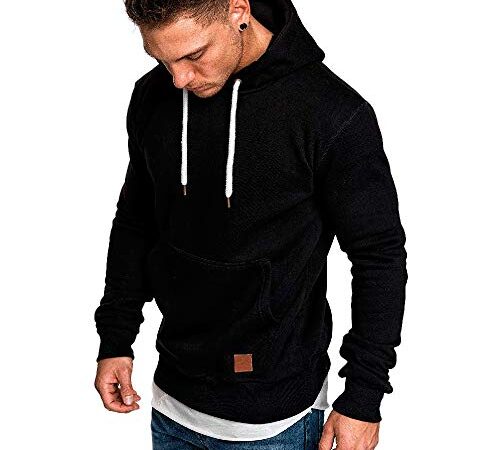 Ni_ka Sweat Grande Taille Homme Slim Fit Light à Manche Longue Sweatshirt Large Sweat A Capuche Hommes Pullover Sport Doux Et Confortable Printemps