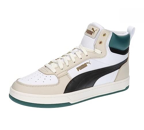 PUMA Mixte Caven 2.0 Mid Basket, Blanc Noir Alpin Neige Chaud Blanc doré, 41 EU