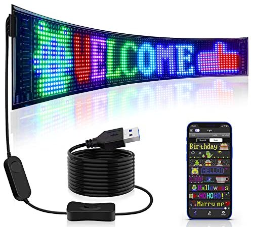 Qnoavve Énormes panneaux LED Enseigne lumineux - 68x12cm Plaque Lumineuse Camion Personnalisé Panneau LED Flexible Affichage LED Programmable App Contrôle pour la voiture Magasin Faire la fête