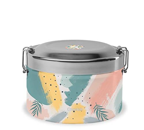 QWETCH - Bento Isotherme Rhapsody 850ml - Lunchbox à Compartiments Inox - 4h Chaud et 6h Froid - Sans BPA & Réutilisable - Pour bureau, voyage, camping, pique-nique