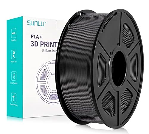 SUNLU Filament PLA+ 1.75mm 1KG, Neatly Wound, Filament pour Imprimante 3D, Filament PLA Plus Résistant, Precisione Dimensionale +/- 0.02mm, Bobina da 1kg (2.2 LBS) Noir