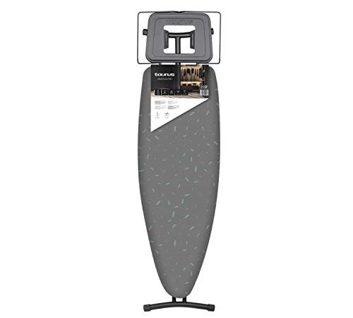 Taurus Argenta Pro - Planche à repasser, 3 positions de hauteurs jusqu'à 93cm, Support pour centrale vapeur, Housse 100% coton, Dimensions 40 x 124 cm, anti-dérapeant