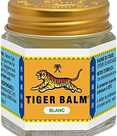 Tiger Balm - BAUME DU TIGRE Blanc - Baume à effet froid - Parfum mentholé - Pour sportifs, après l'effort ou en massage de la poitrine ou des tempes. En massage, pour se relaxer - 30 g