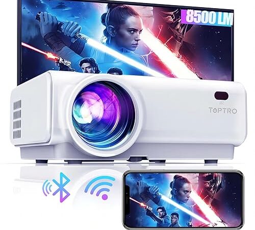 Vidéoprojecteur WiFi Bluetooth, TOPTRO 8500 Lumens Mini Projecteur Full HD Supporte1080P Rétroprojecteur Home Cinéma avec Fonction de ZoomX/Y, Compatible avec iOS/PS5/Android/TV Stick/HDMI AV USB