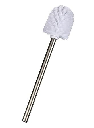 WENKO Brosse de rechange avec manche en acier inox mat blanc - pour les ensembles WC, Acier inoxydable, 8 x 35 x 8 cm, Mat