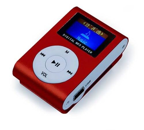 OcioDual Lecteur de Musique Numérique MP3 en Métal Mini USB Bordeaux Supporte Carte SD jusqu'à 32Go avec Écran LCD